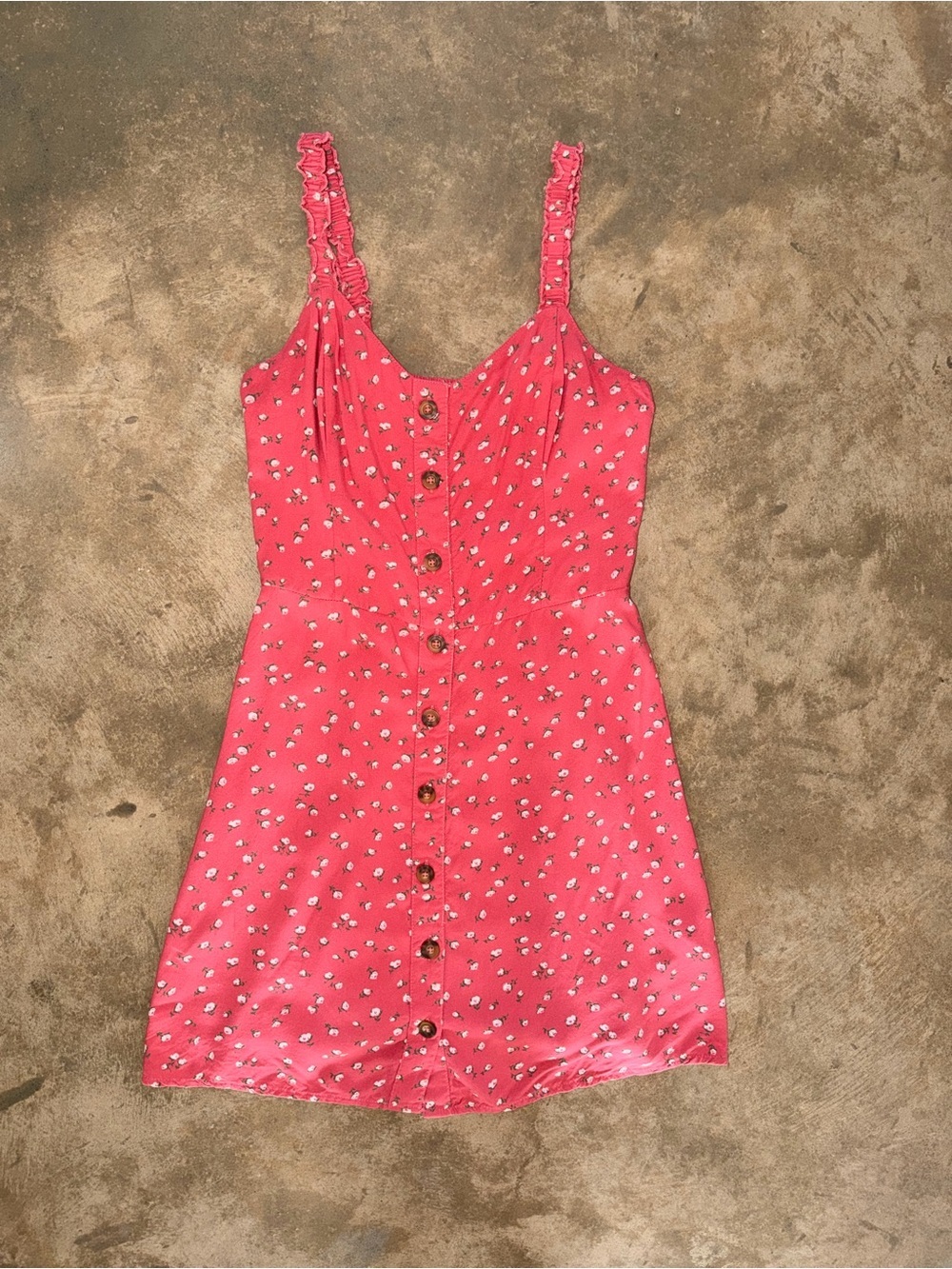 Hollister Y2K Pink Floral Button Front Sundress Mini Dress Size S